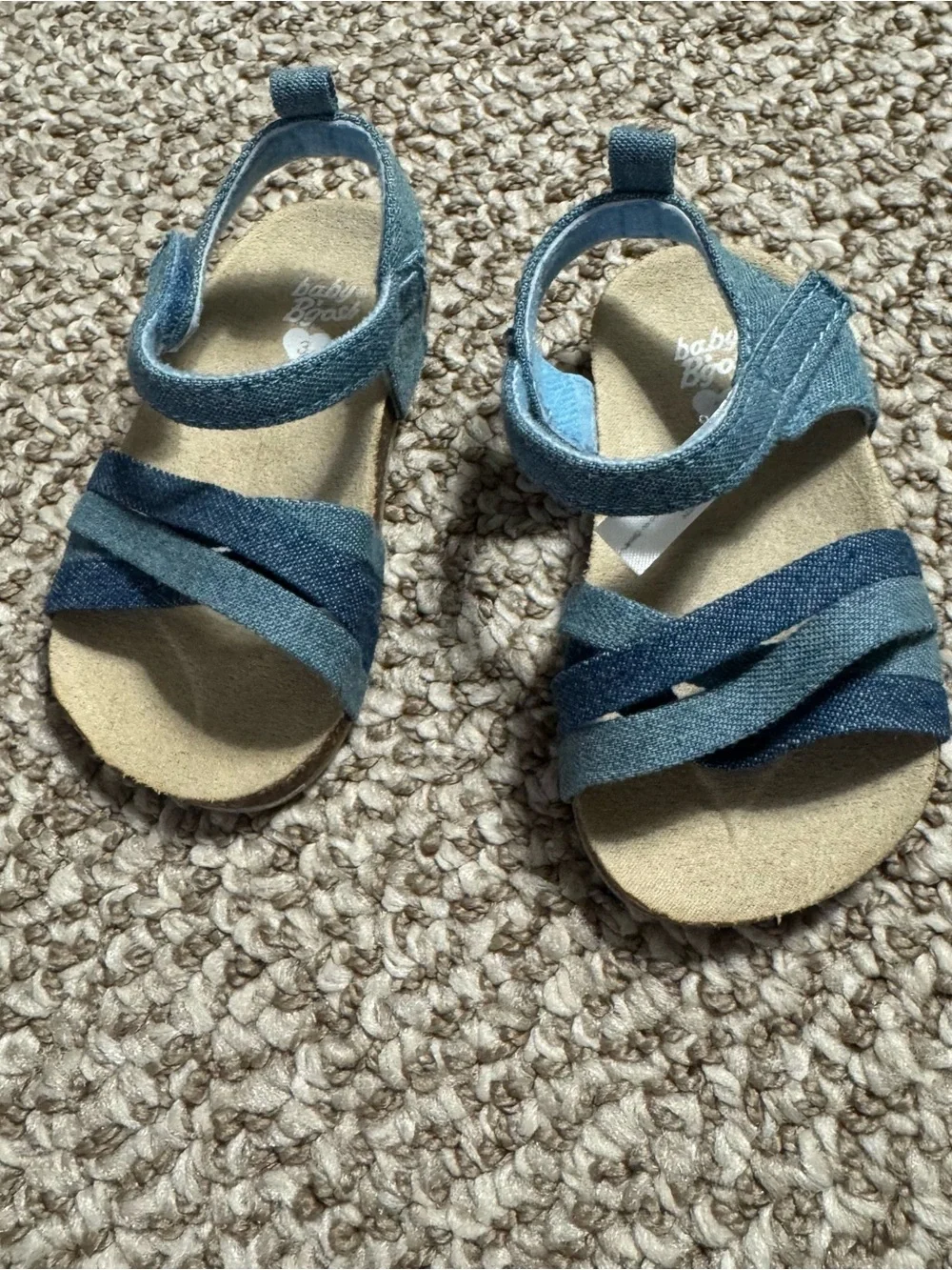 Baby B'gosh Blue Chambray Denim Strappy Sandals Crisscross Strap 6-9 Months
